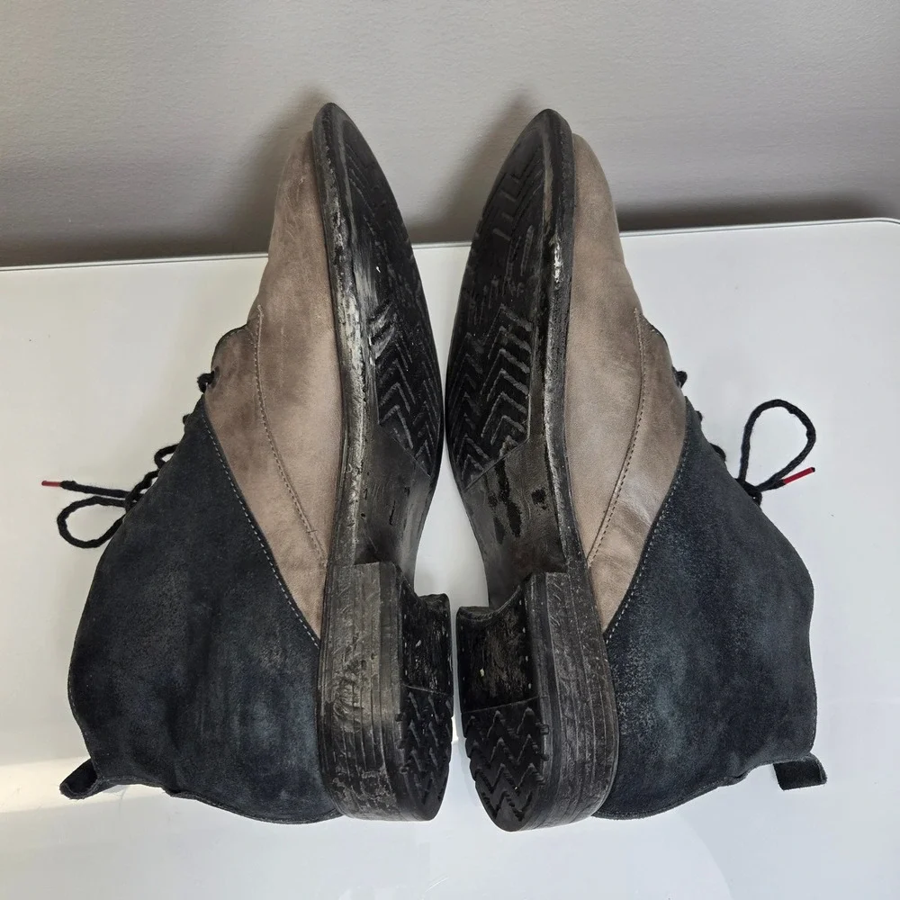 Think! Ankle Chukka Boot EU 42 US 9 Gray Black Leather Suede Lace Up Handcrafted